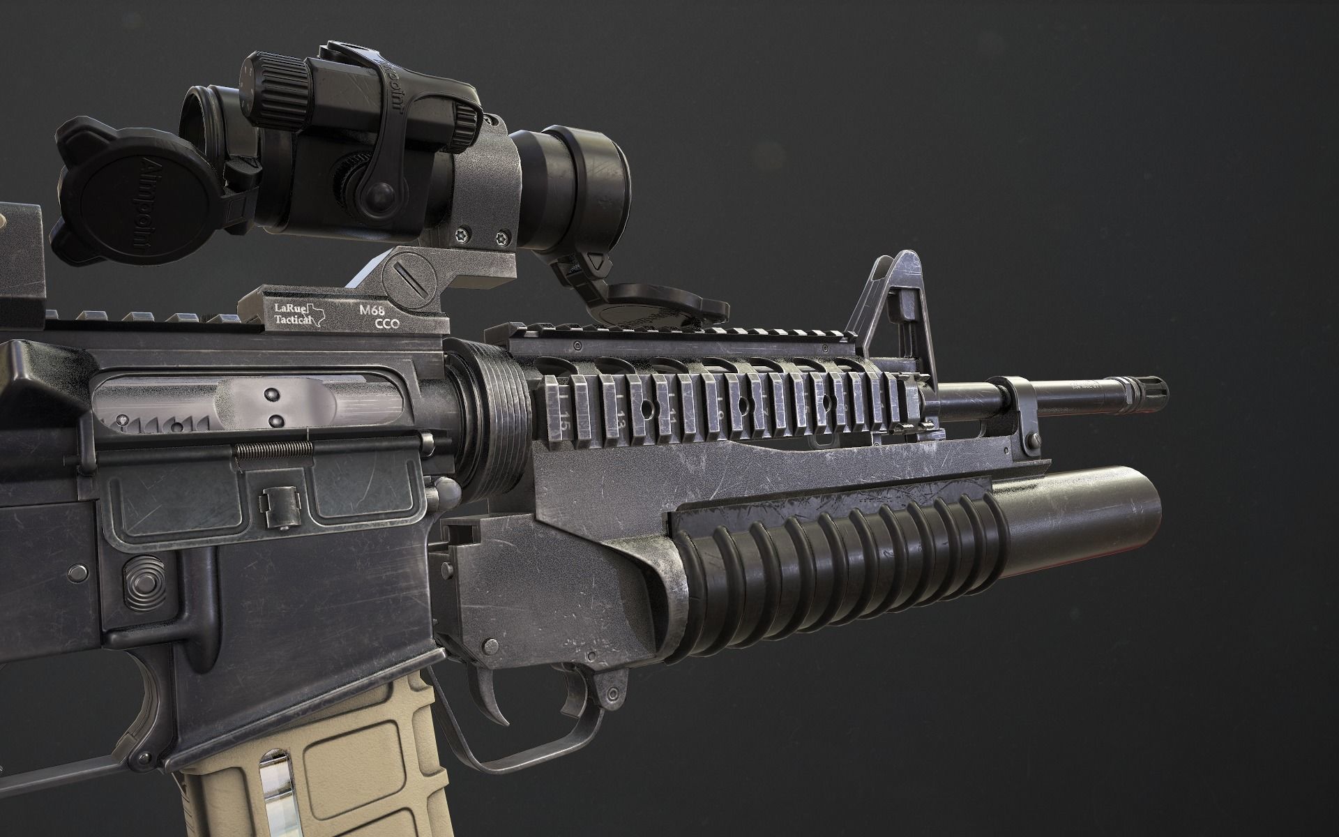 Rifle M4A1 Low-poly 3D model_29