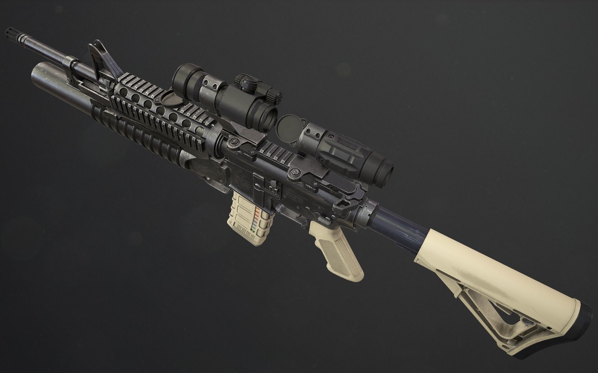 Rifle M4A1 Low-poly 3D model_31