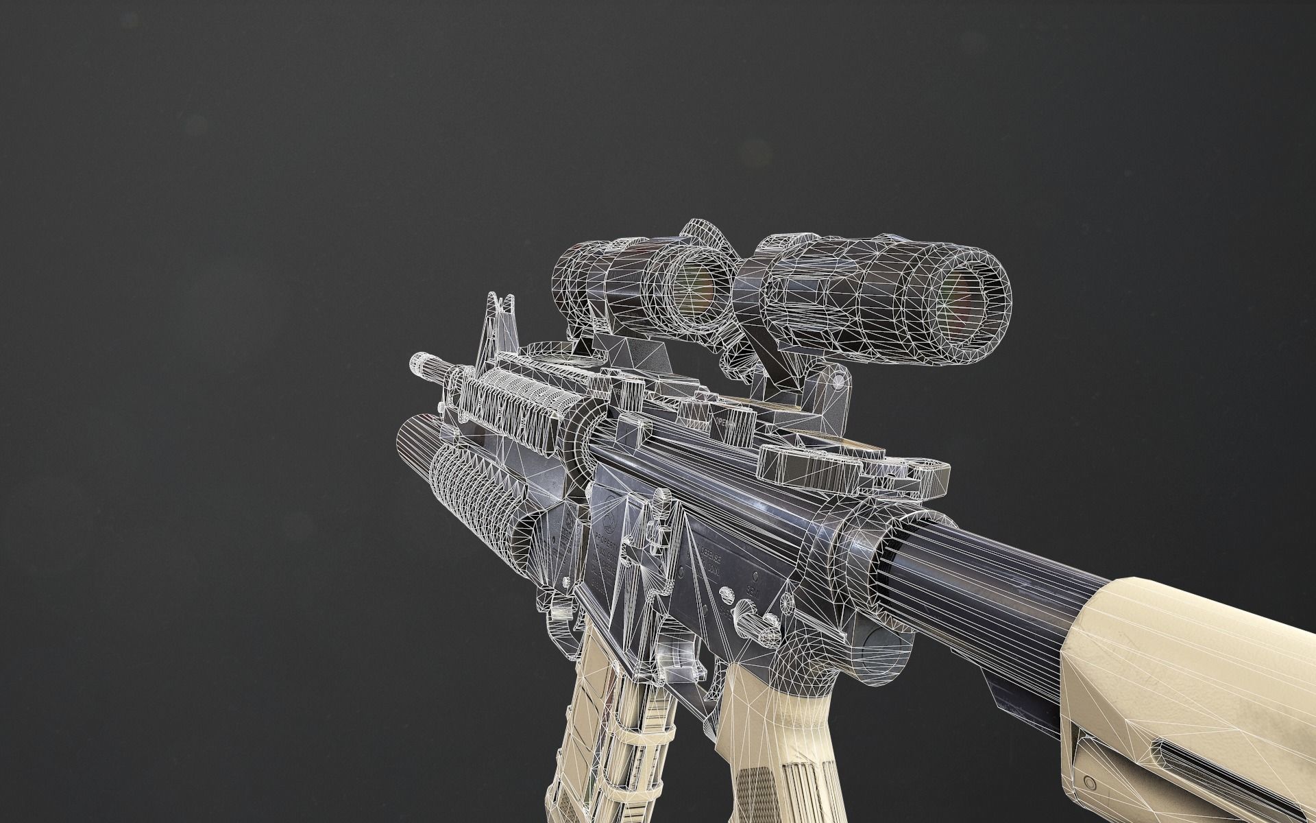 Rifle M4A1 Low-poly 3D model_22