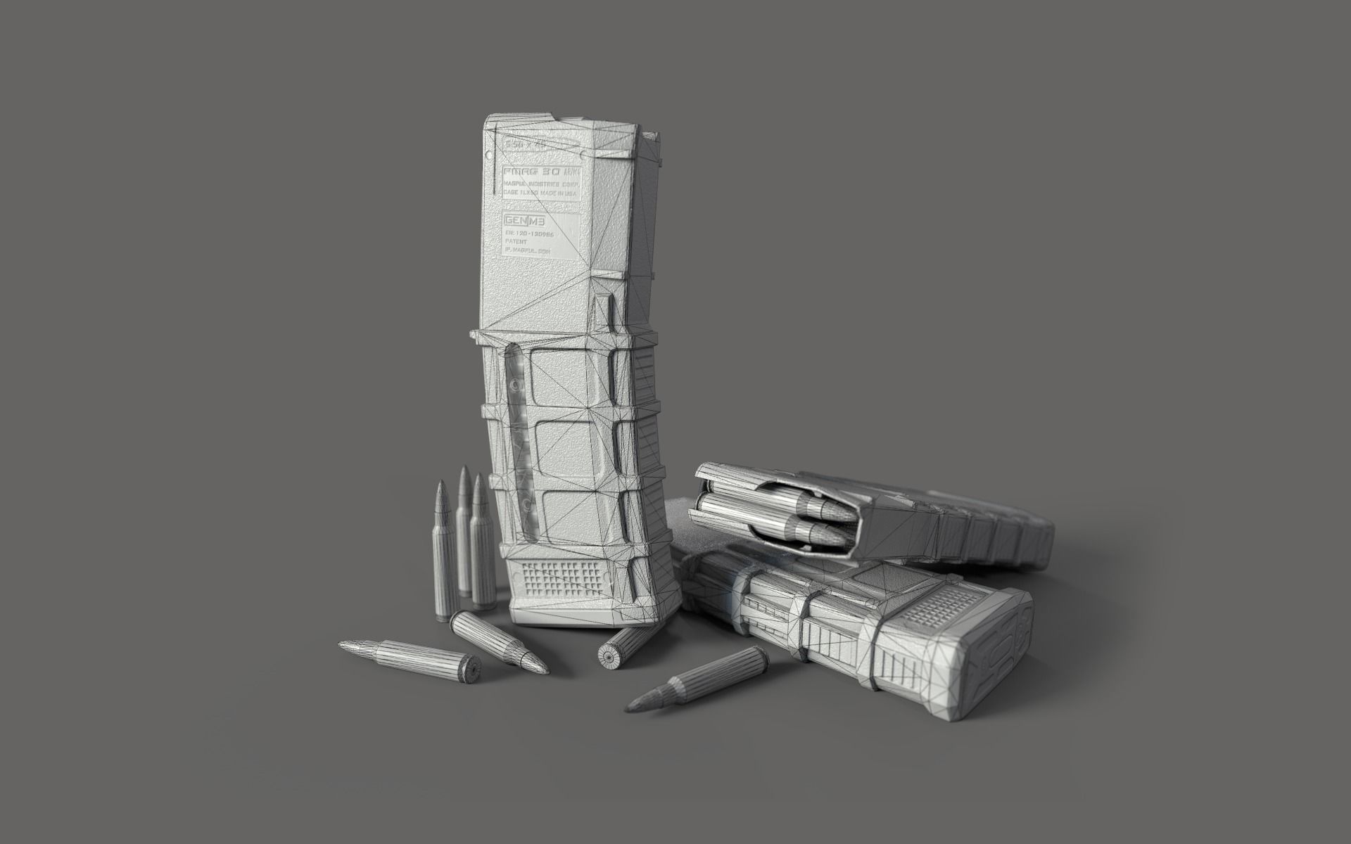 Rifle M4A1 Low-poly 3D model_40