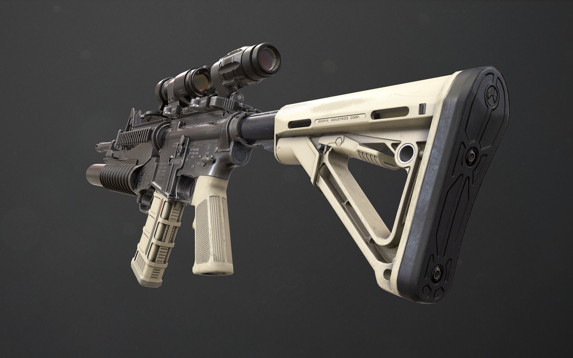 Rifle M4A1 Low-poly 3D model_34