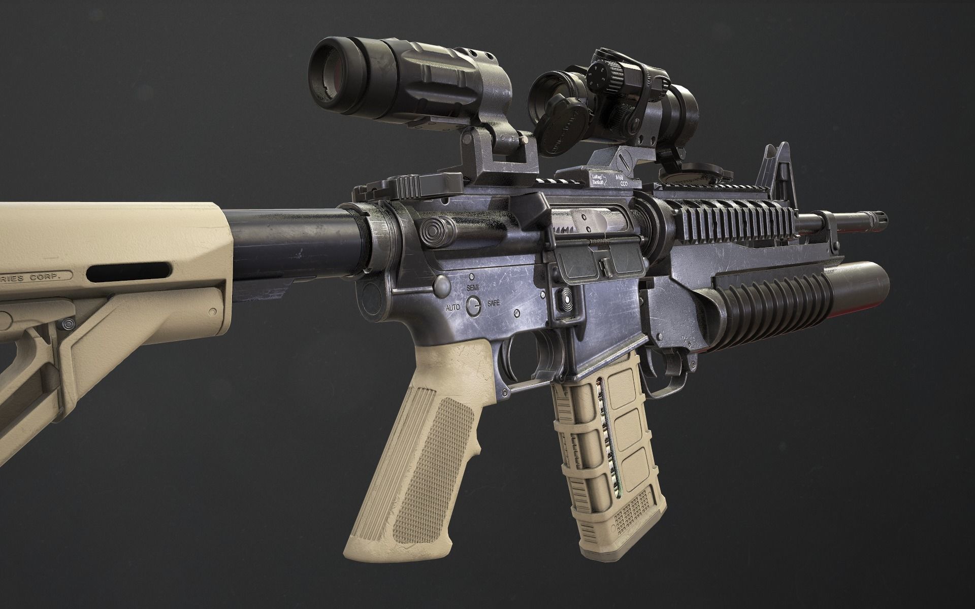 Rifle M4A1 Low-poly 3D model_28