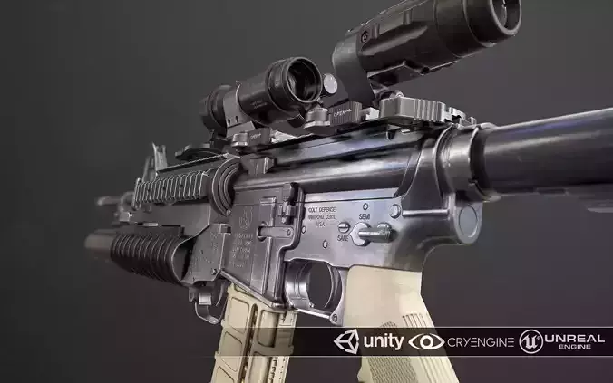 Rifle M4A1 Low-poly 3D model