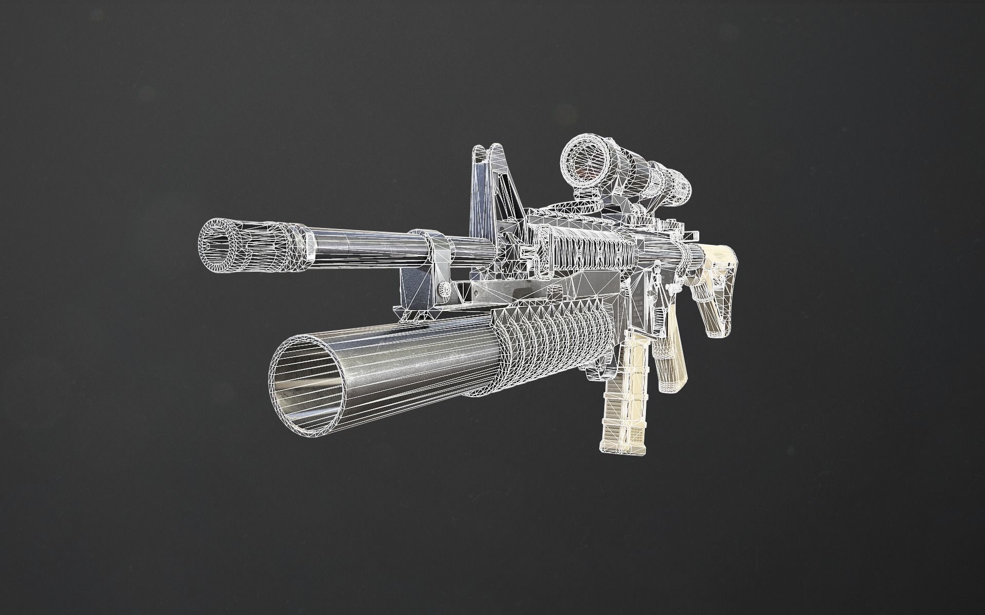 Rifle M4A1 Low-poly 3D model_2