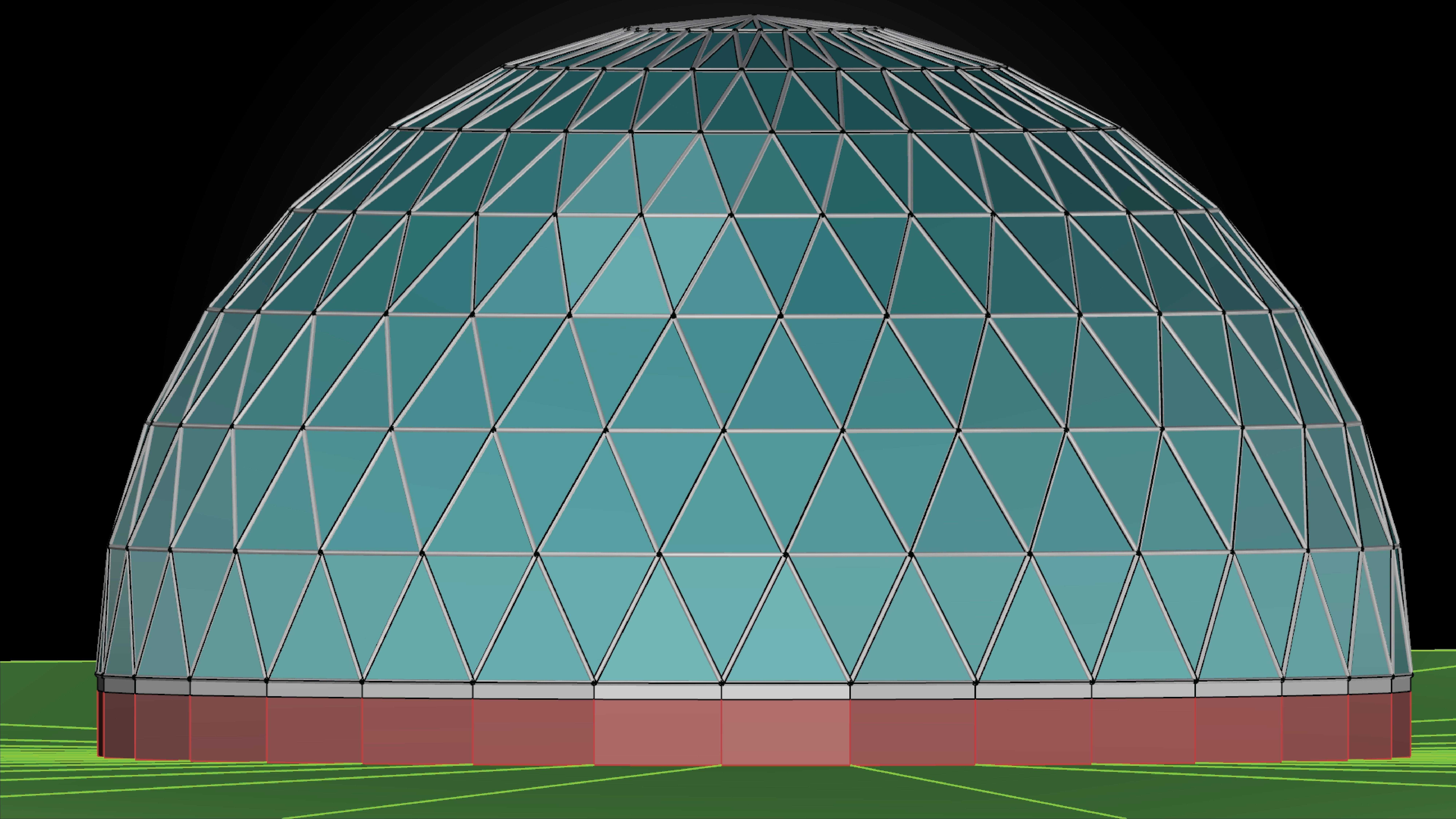 Geodesic dome like structure with triangulated structure Low-poly 3D model_12