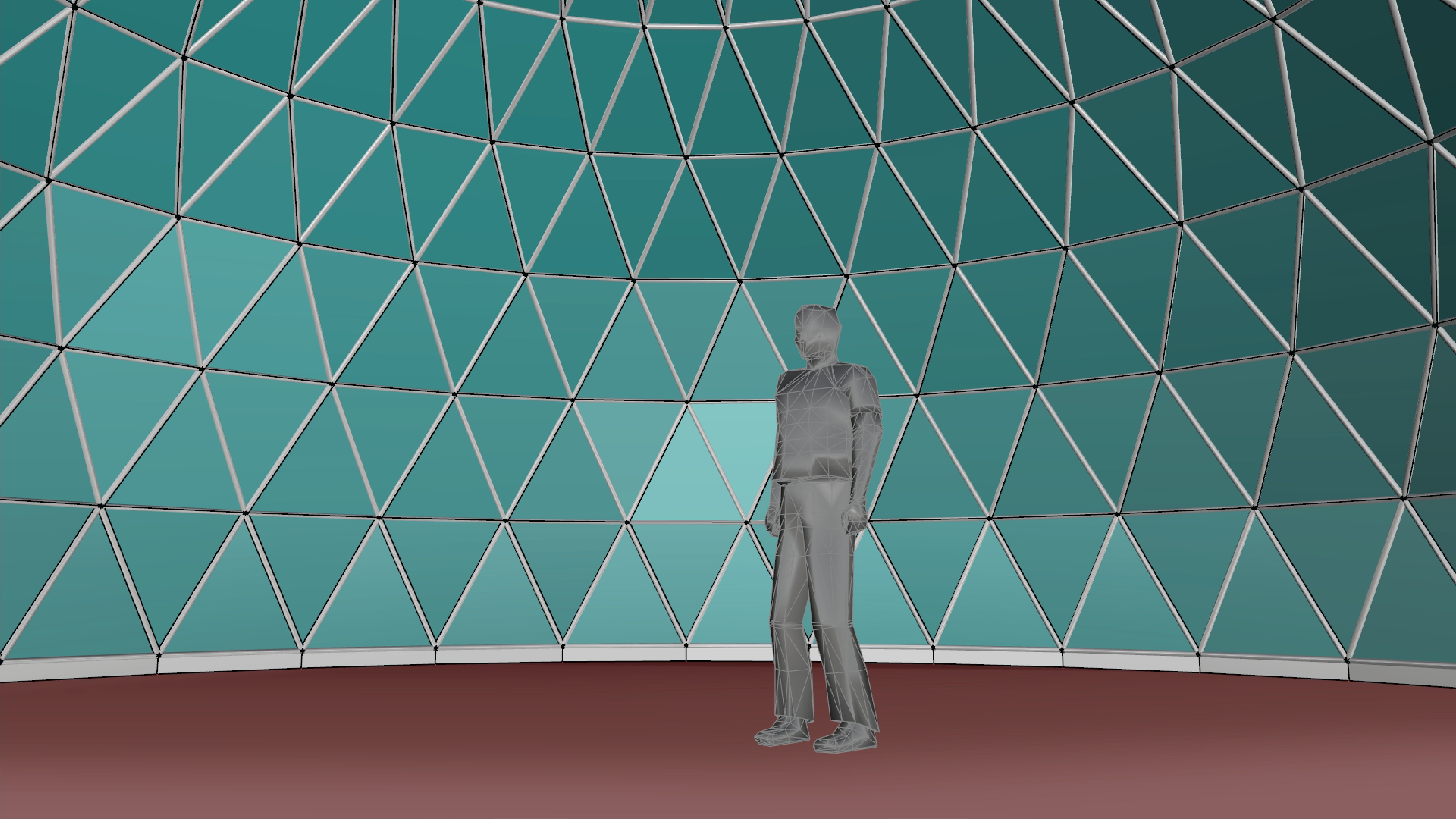 Geodesic dome like structure with triangulated structure Low-poly 3D model_6