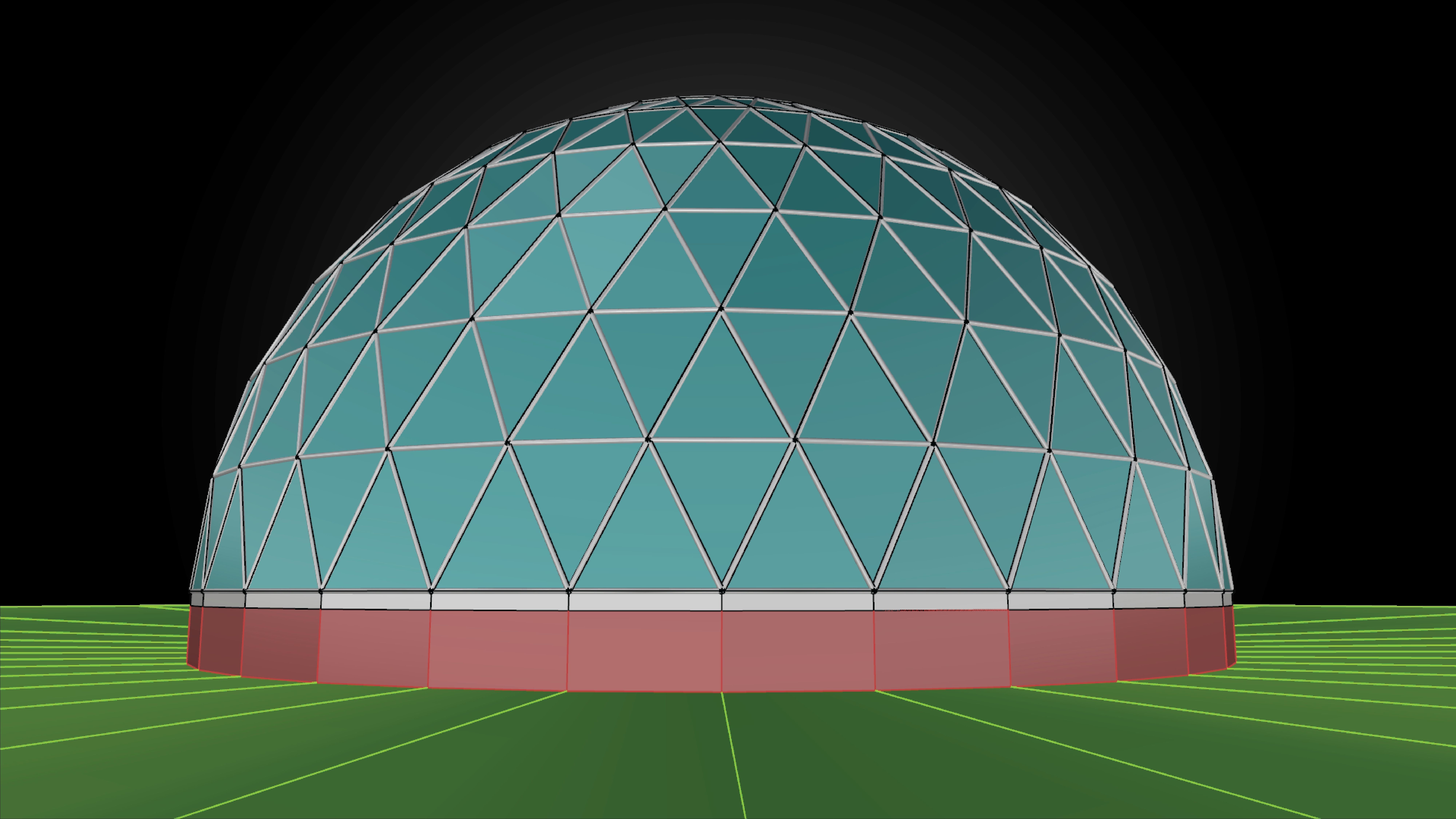 Geodesic dome like structure with triangulated structure Low-poly 3D model_7