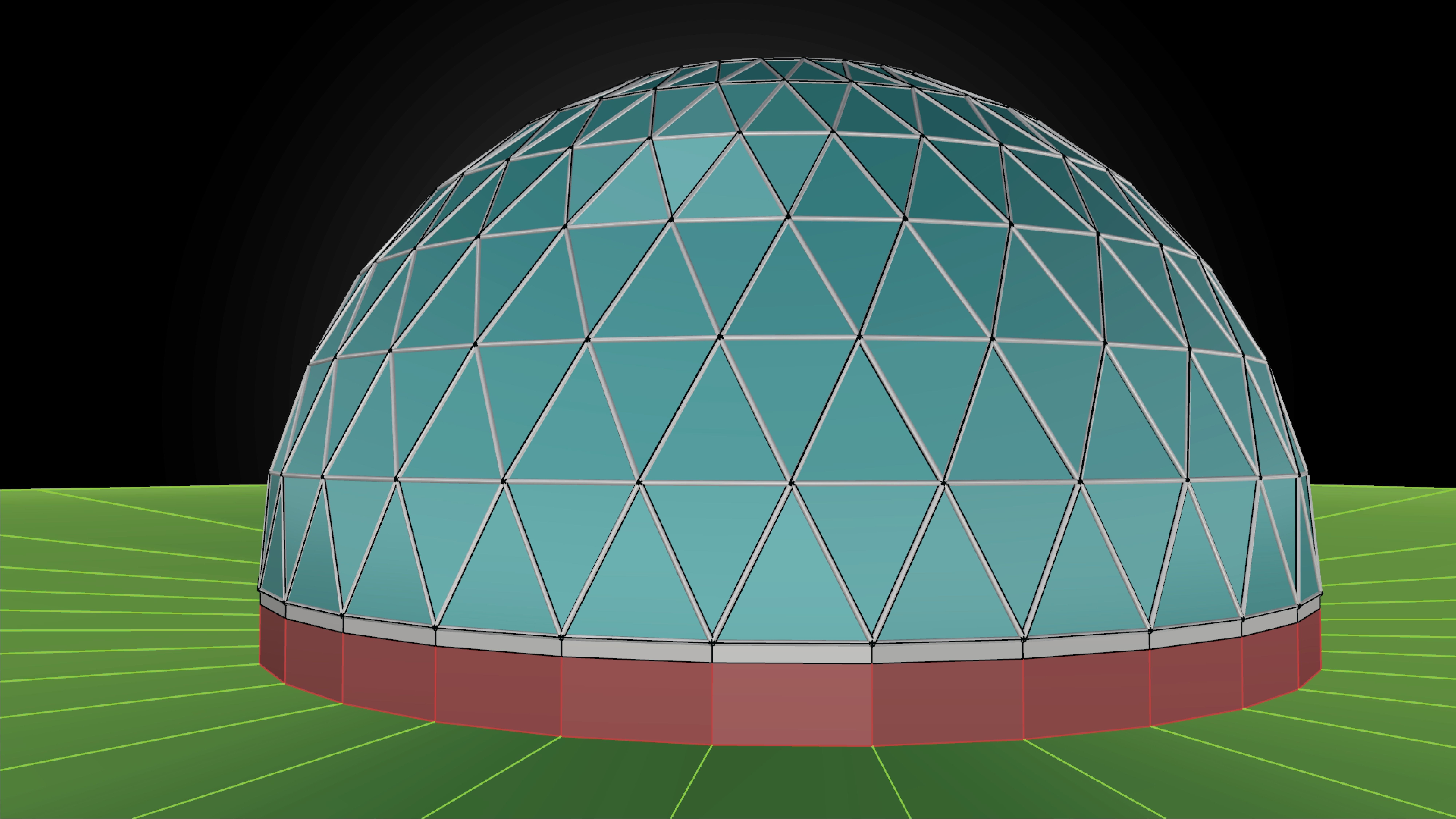 Geodesic dome like structure with triangulated structure Low-poly 3D model_10