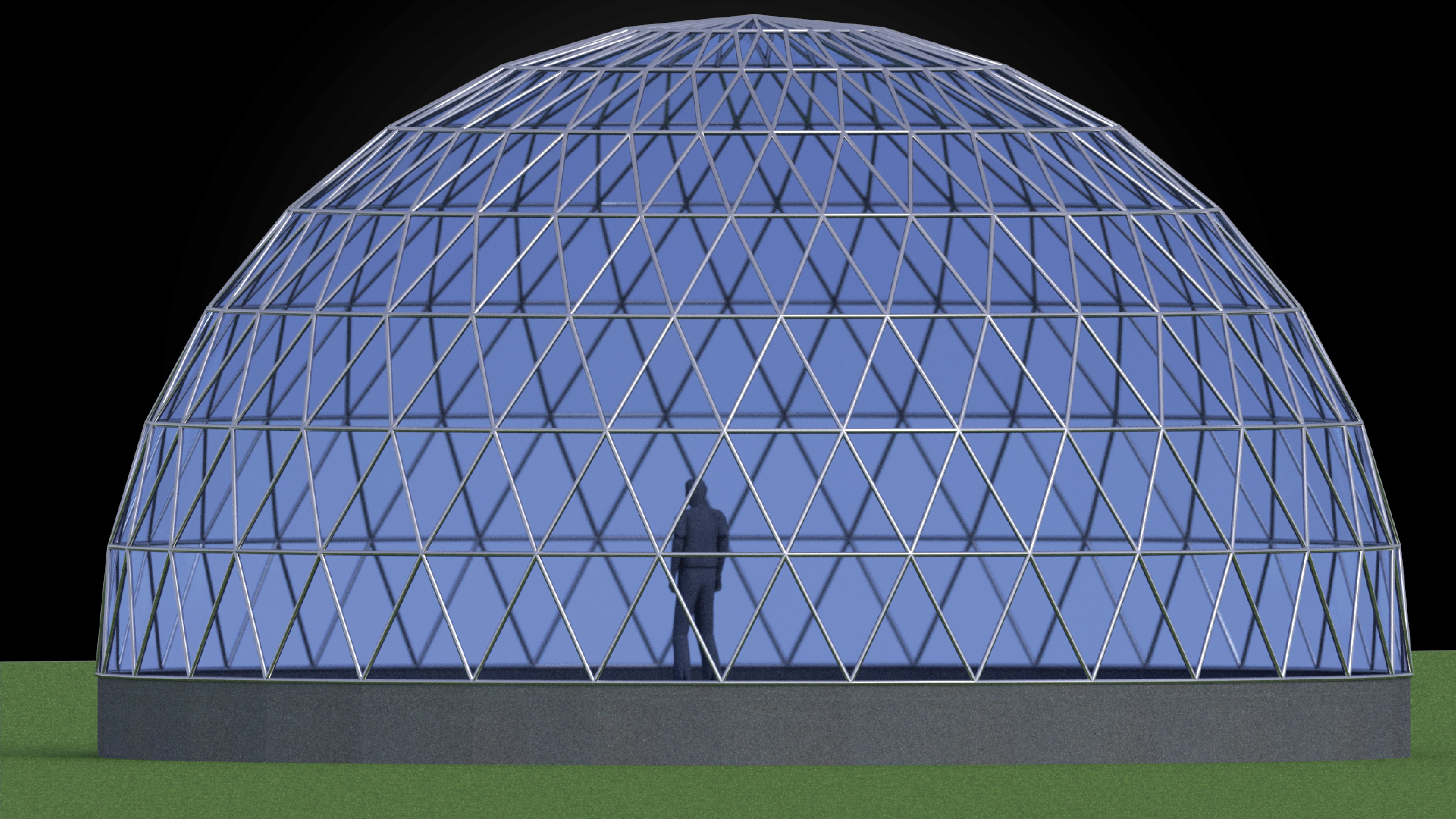 Geodesic dome like structure with triangulated structure Low-poly 3D model_2