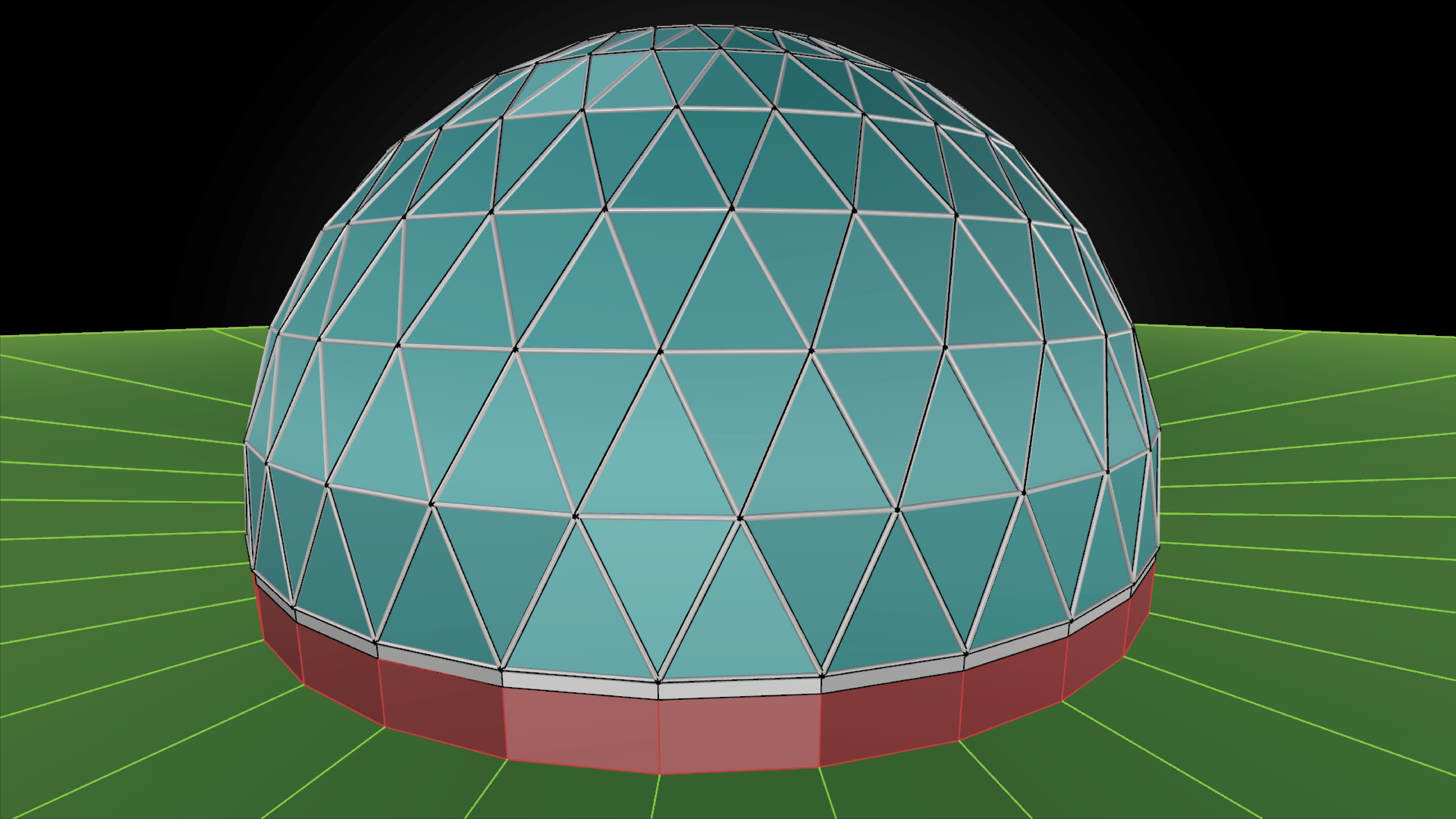 Geodesic dome like structure with triangulated structure Low-poly 3D model_14