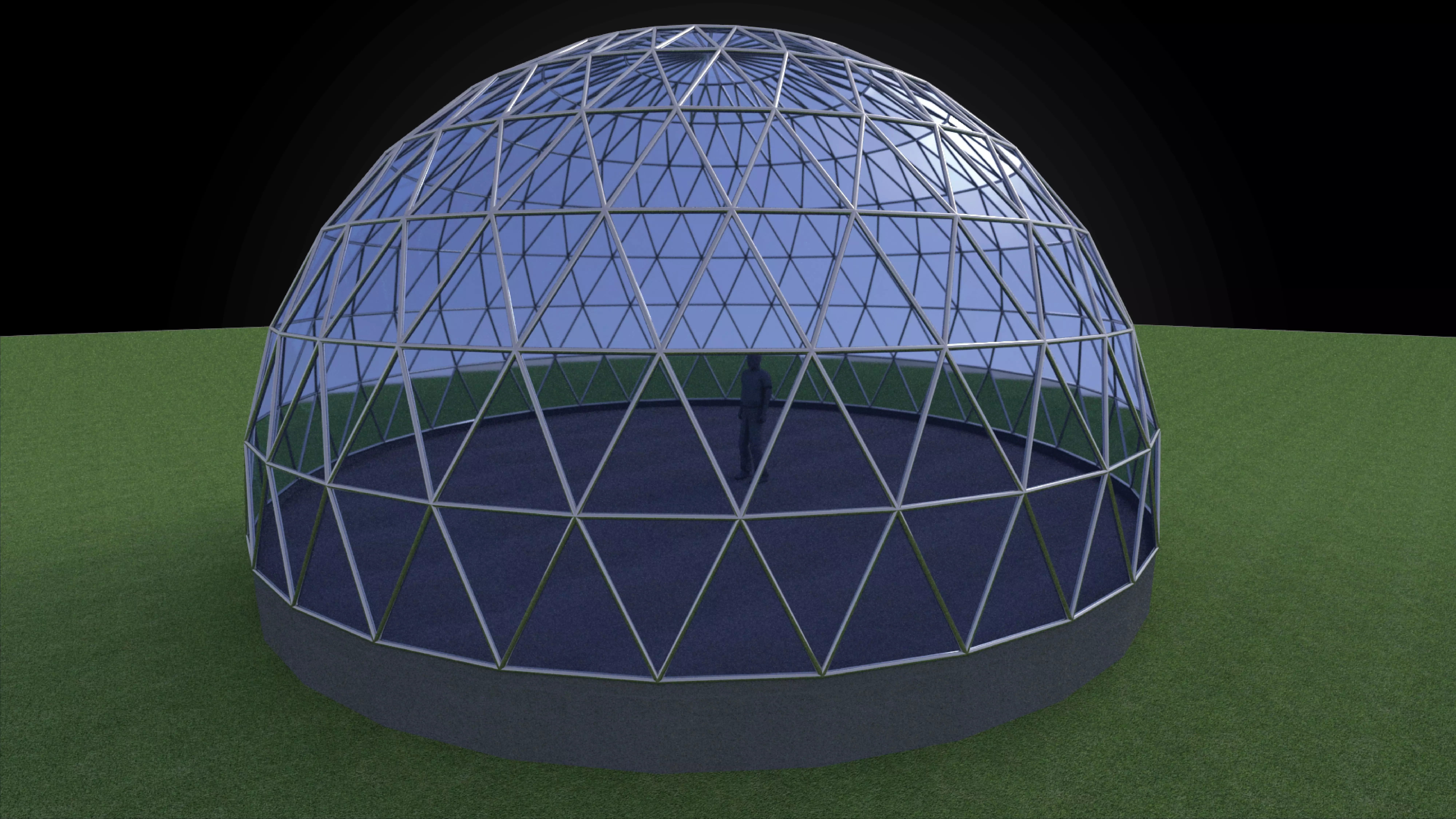 Geodesic dome like structure with triangulated structure Low-poly 3D model_0
