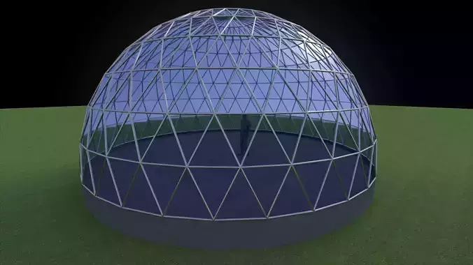 Geodesic dome like structure with triangulated structure Low-poly 3D model