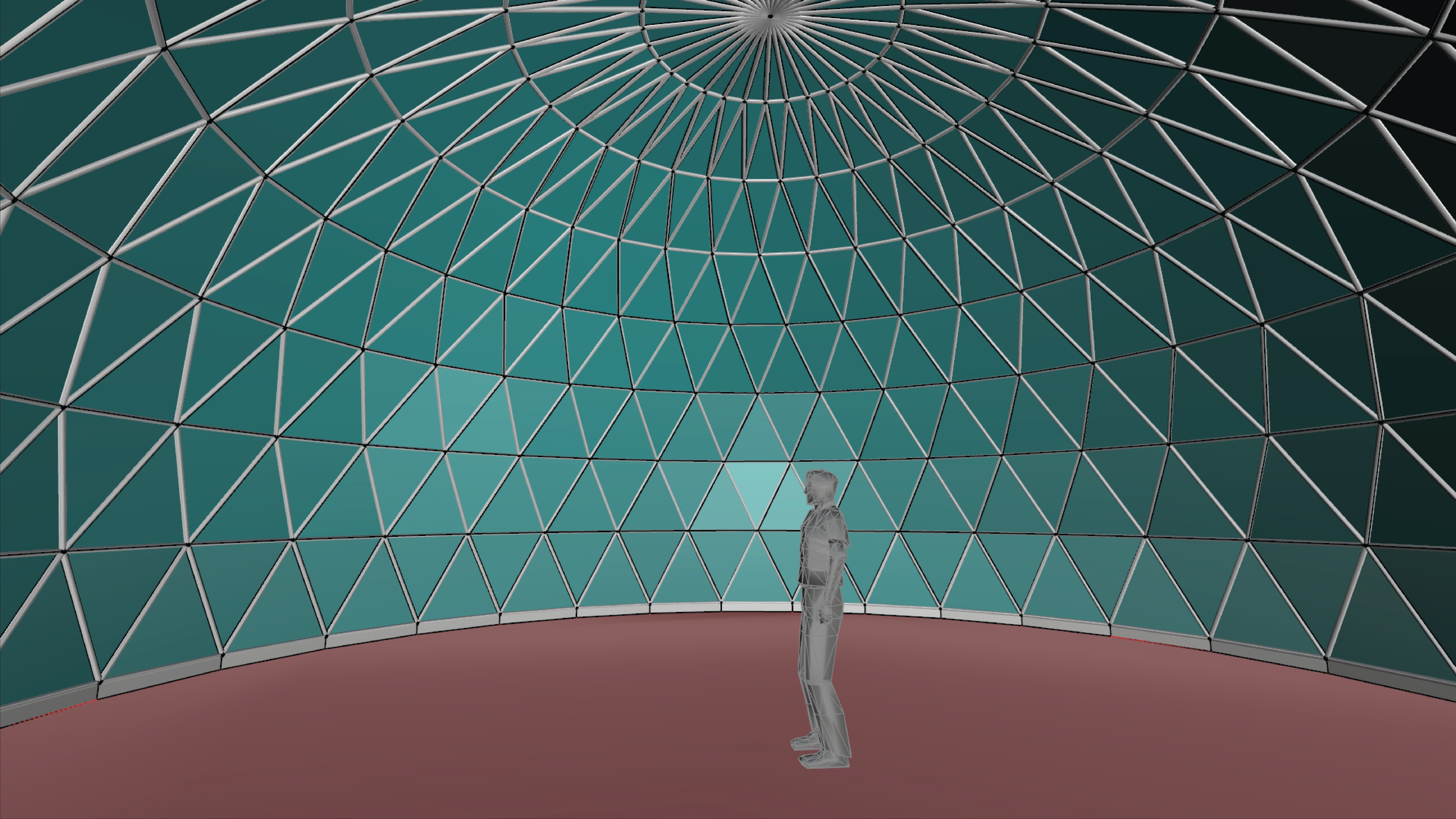 Geodesic dome like structure with triangulated structure Low-poly 3D model_8