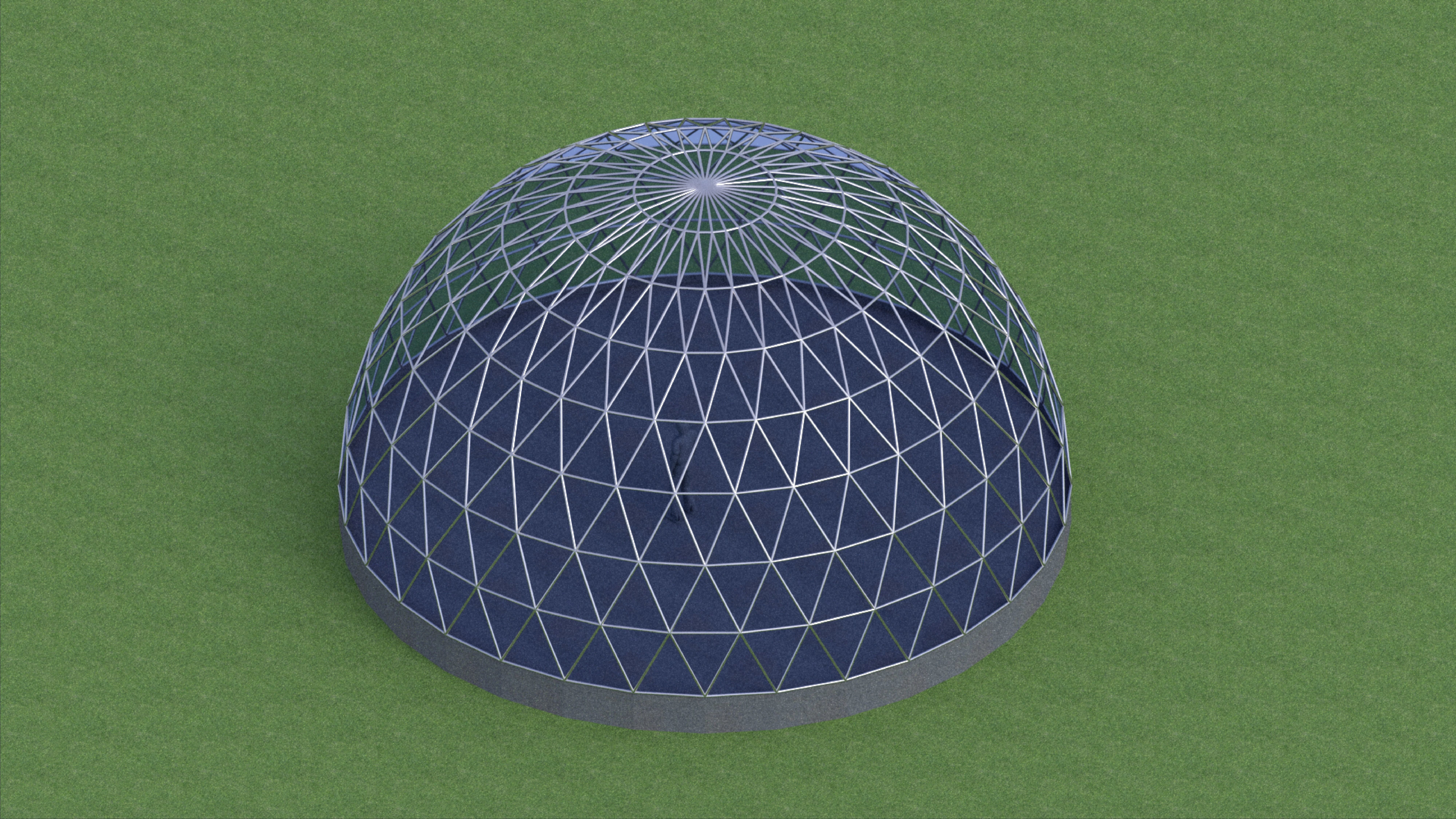 Geodesic dome like structure with triangulated structure Low-poly 3D model_3
