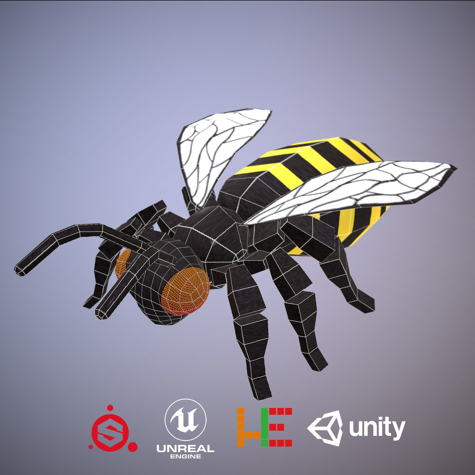 HIE Game ready Bee D180813 Low-poly 3D model_2