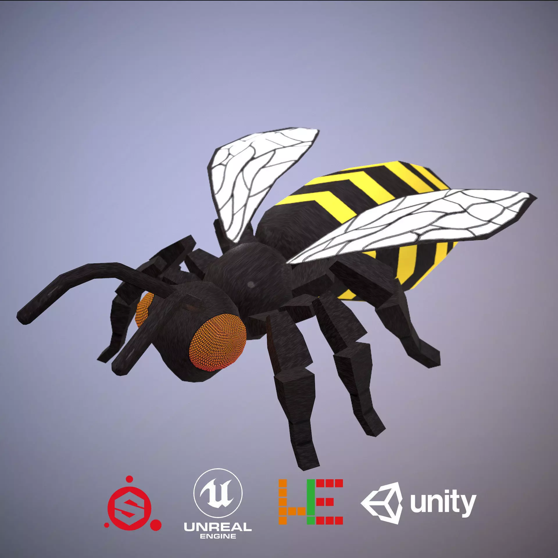 HIE Game ready Bee D180813 Low-poly 3D model_0
