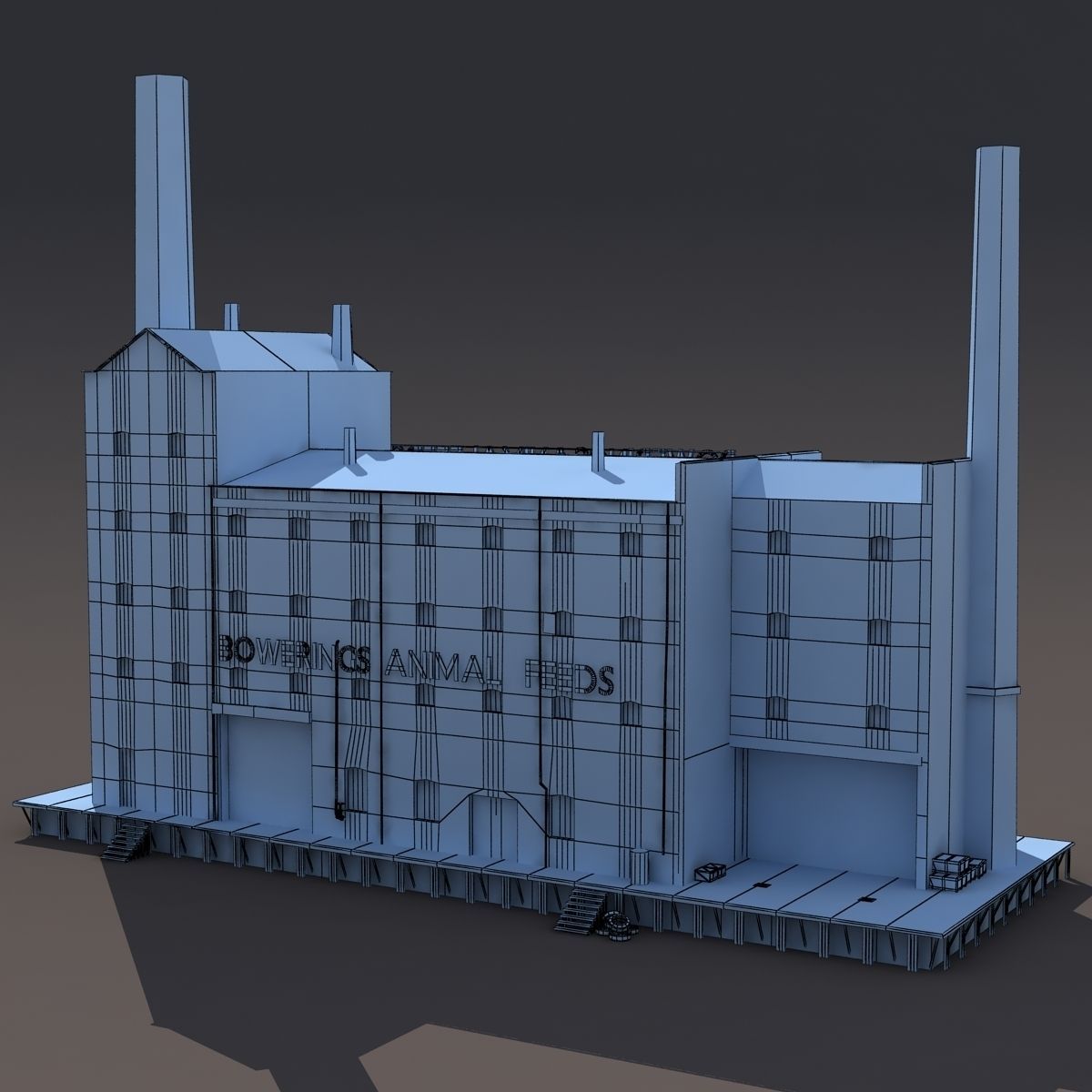 Abandoned Old Factory Low Poly 3d Model Low-poly 3D model_11