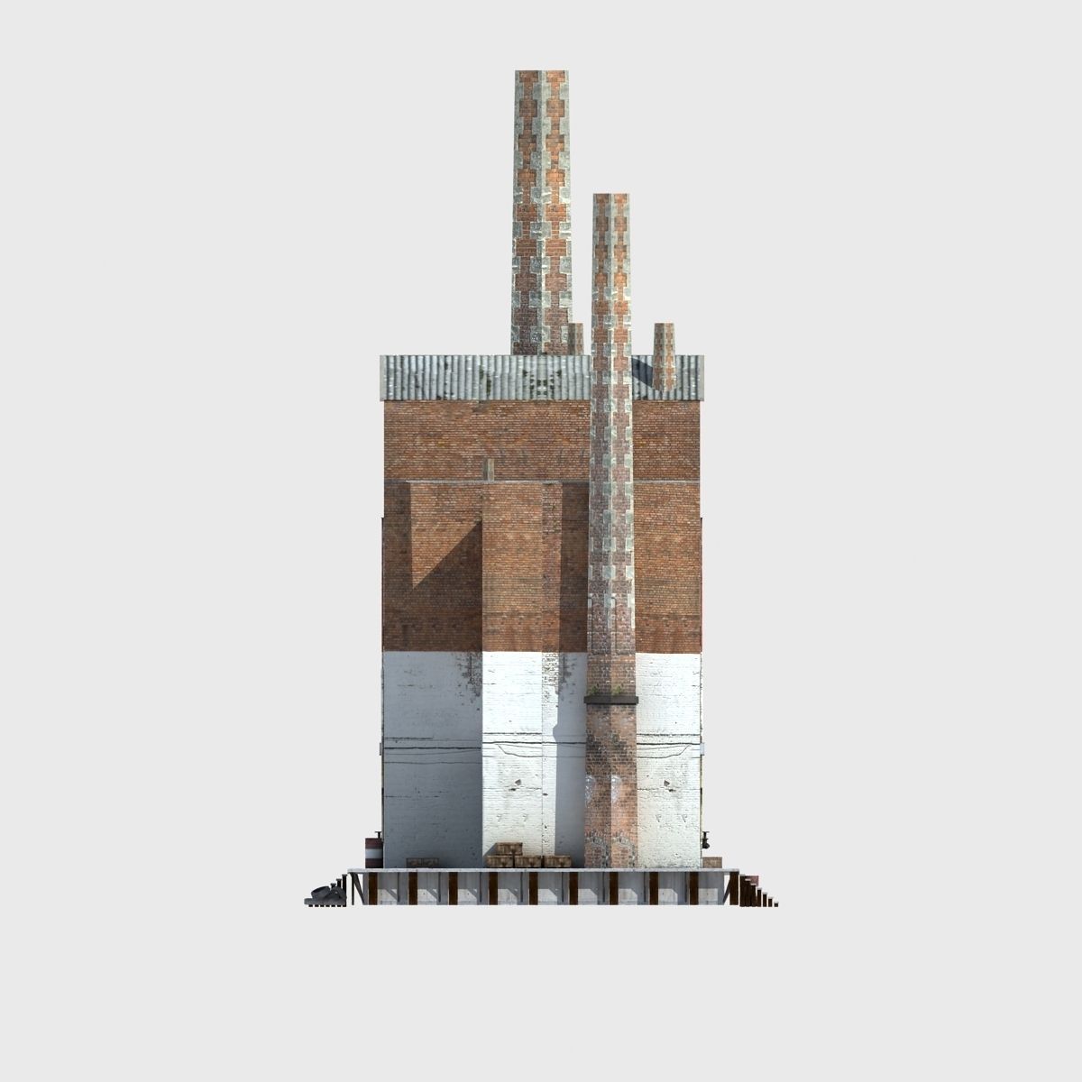 Abandoned Old Factory Low Poly 3d Model Low-poly 3D model_9