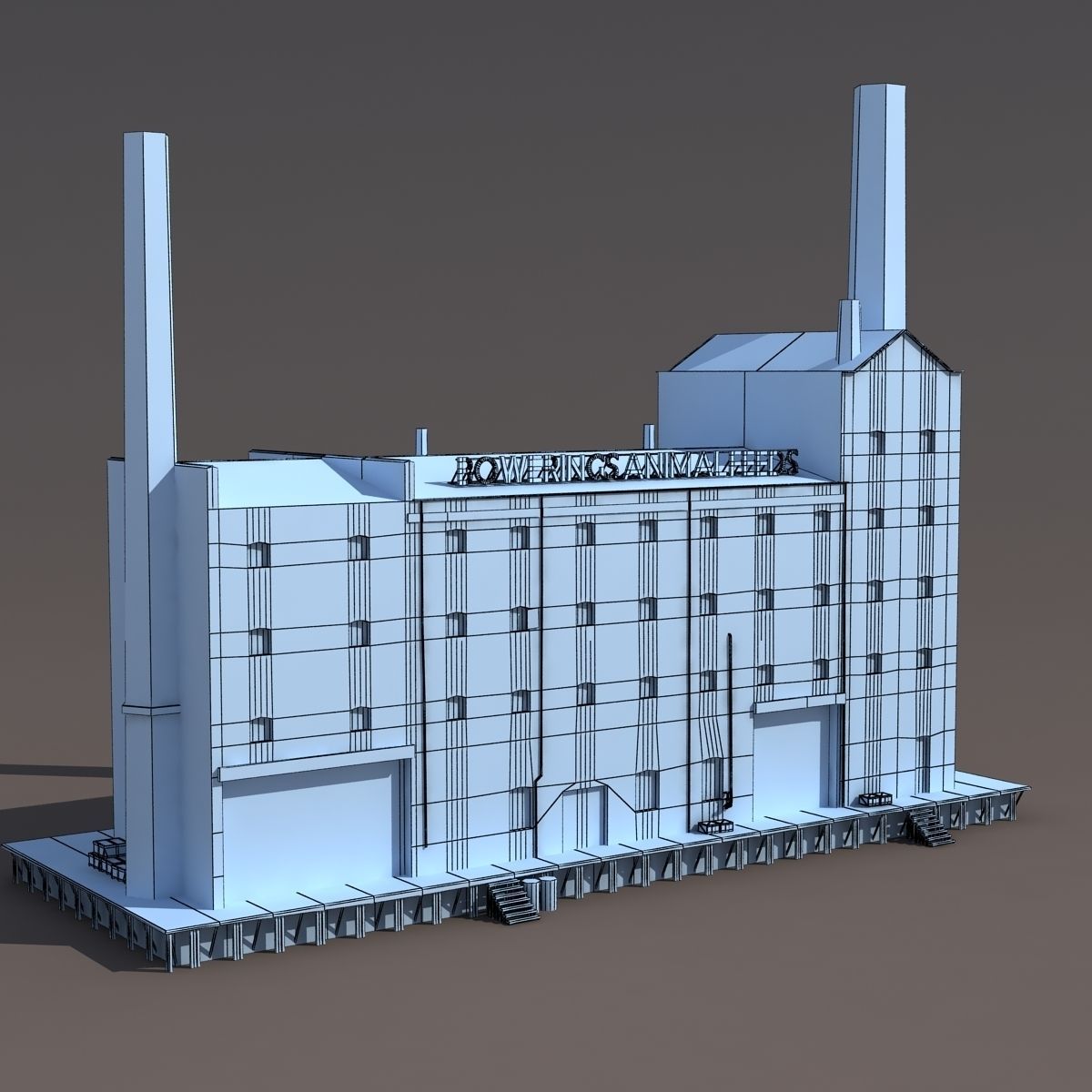 Abandoned Old Factory Low Poly 3d Model Low-poly 3D model_12