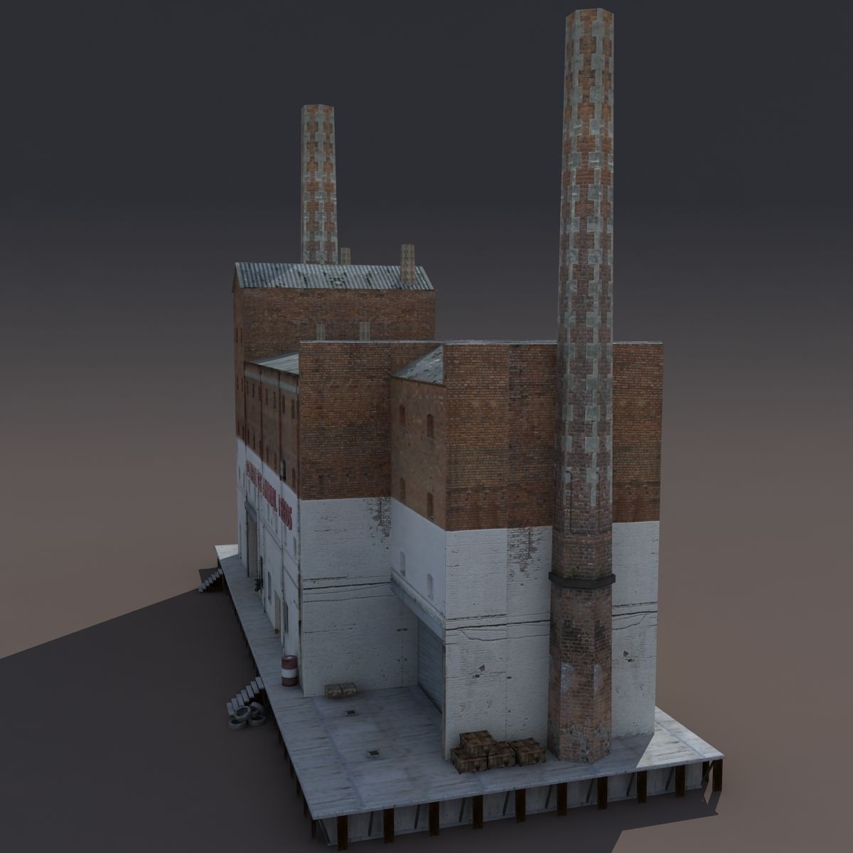 Abandoned Old Factory Low Poly 3d Model Low-poly 3D model_13