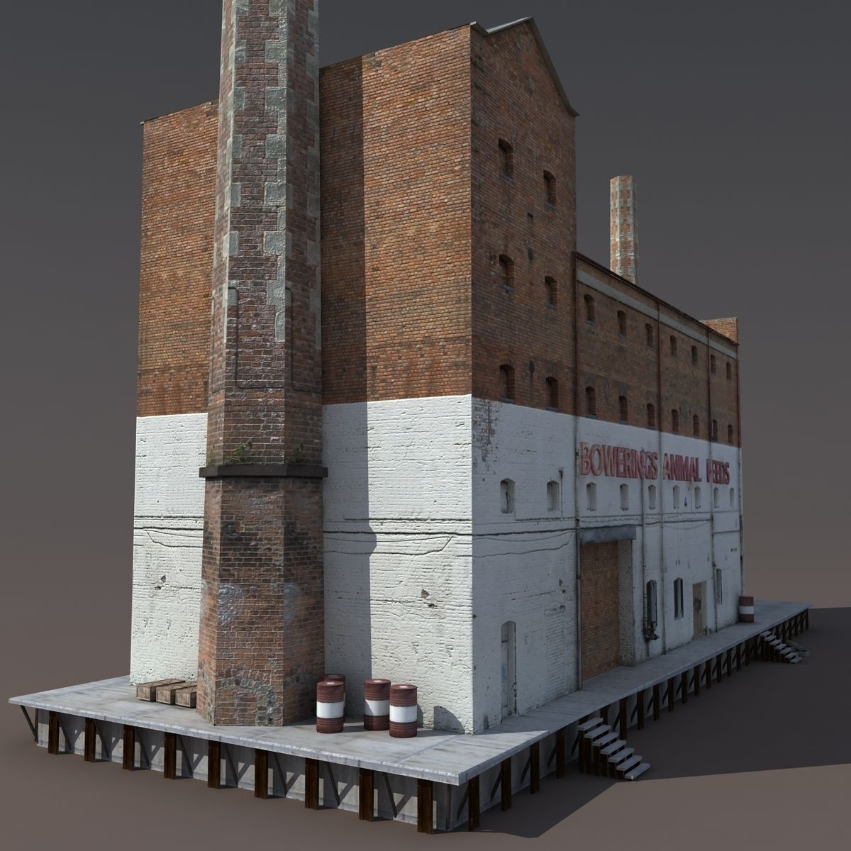 Abandoned Old Factory Low Poly 3d Model Low-poly 3D model_16