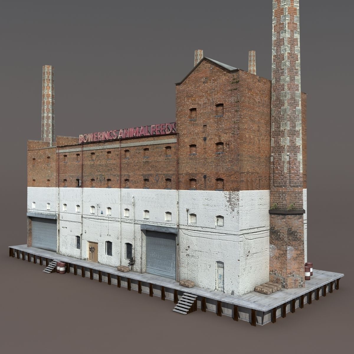 Abandoned Old Factory Low Poly 3d Model Low-poly 3D model_15