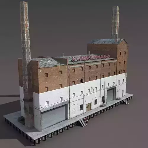 Abandoned Old Factory Low Poly 3d Model Low-poly 3D model