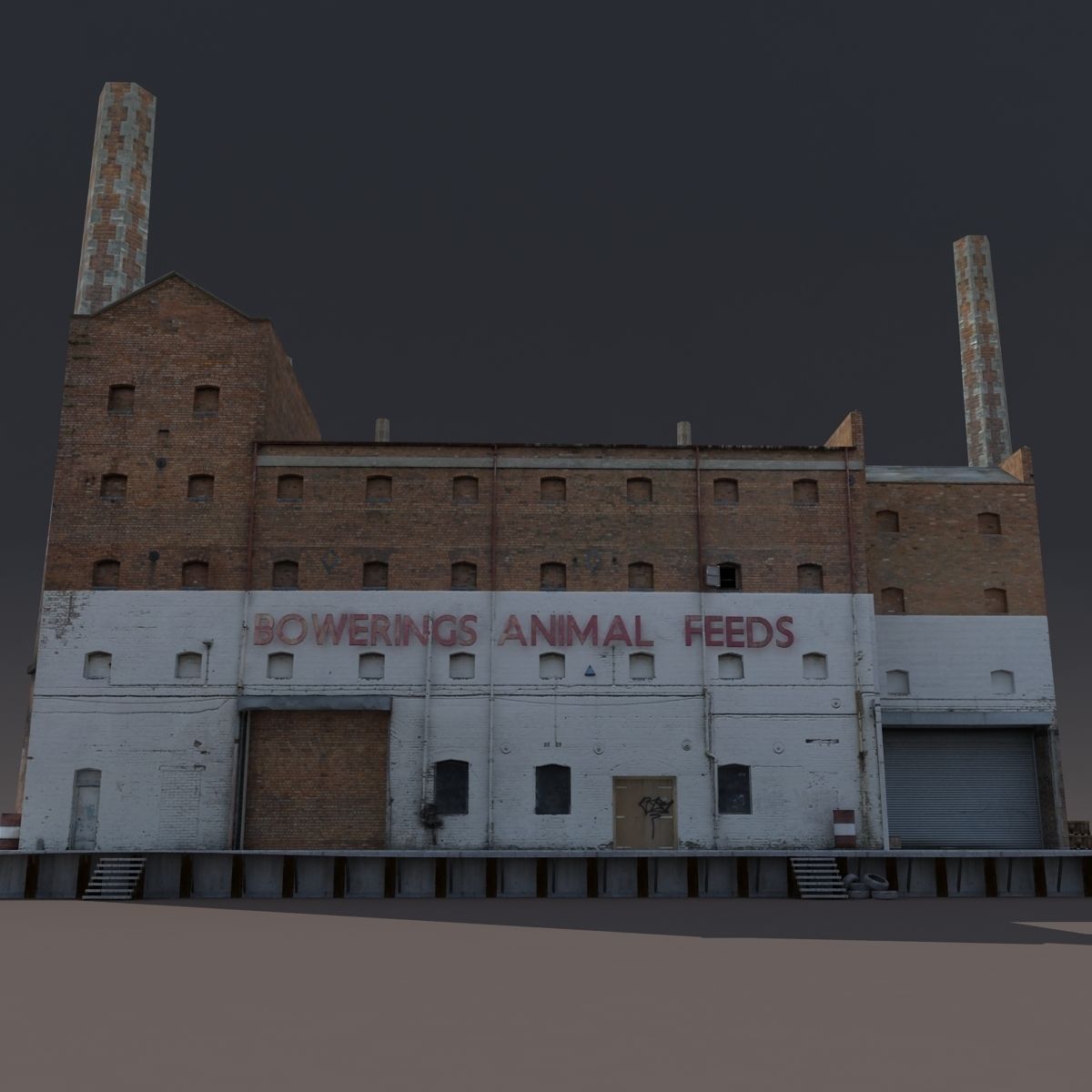 Abandoned Old Factory Low Poly 3d Model Low-poly 3D model_14