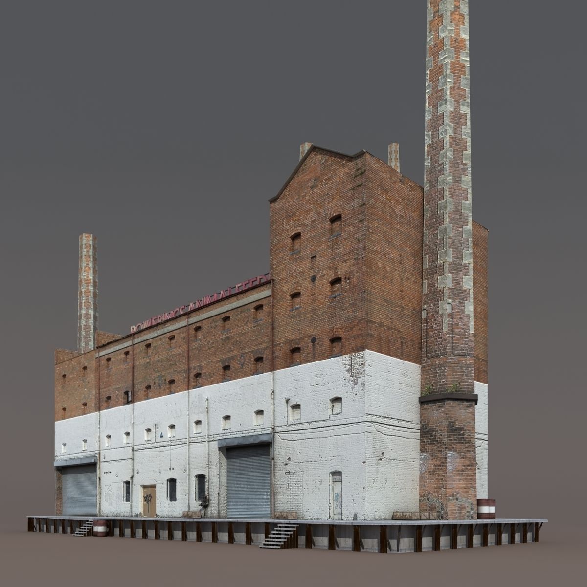 Abandoned Old Factory Low Poly 3d Model Low-poly 3D model_17