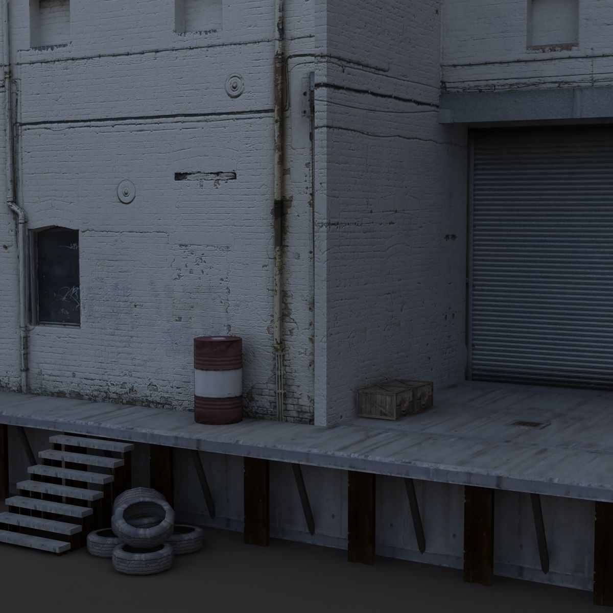 Abandoned Old Factory Low Poly 3d Model Low-poly 3D model_7