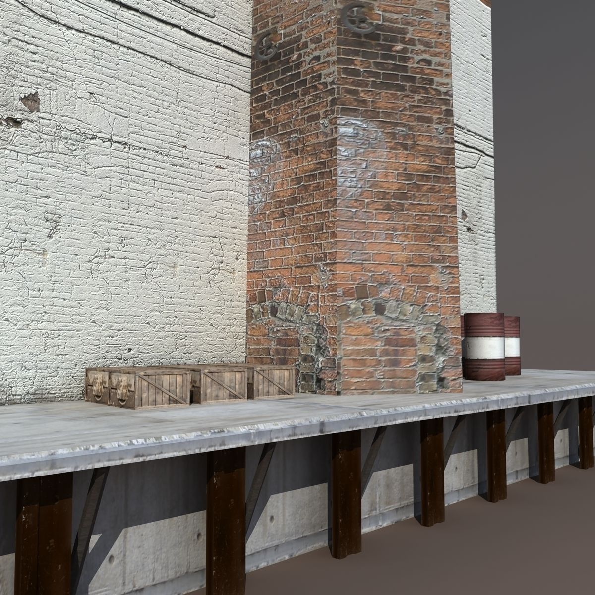 Abandoned Old Factory Low Poly 3d Model Low-poly 3D model_6