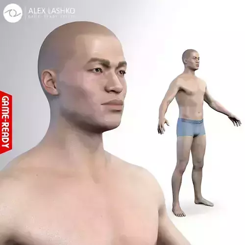 Average Asian Male Body  Low-poly 3D model