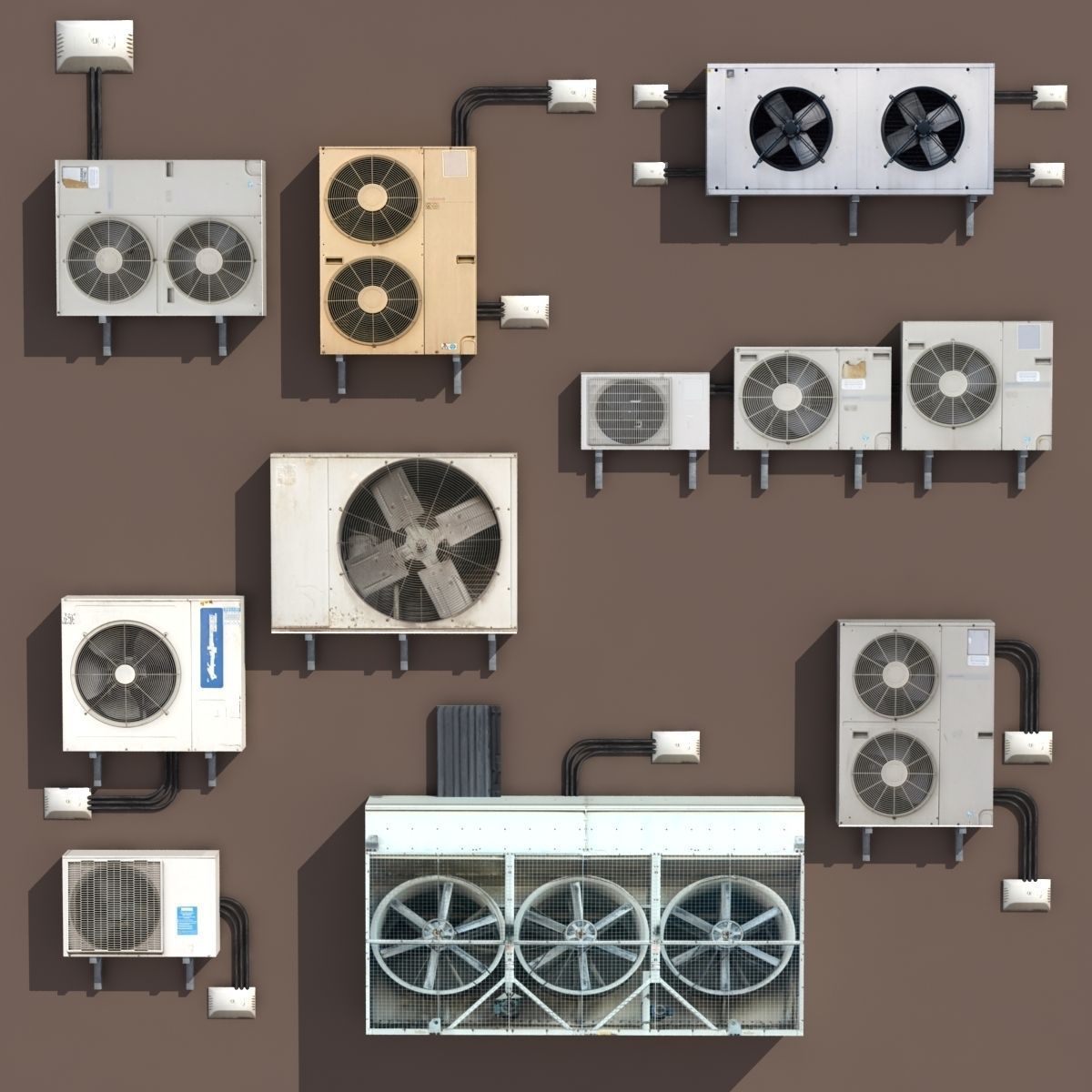 Air conditioning PACK Low Poly Low-poly 3D model_1