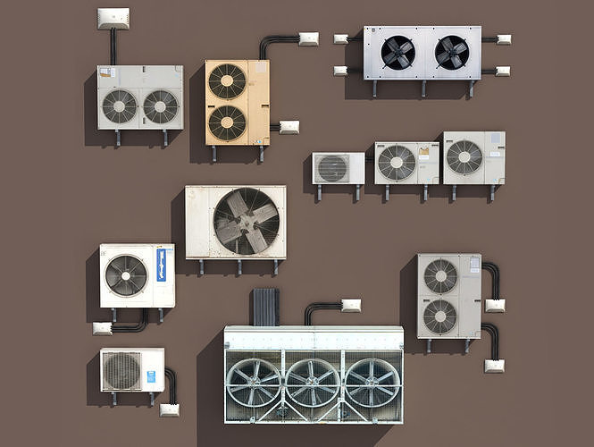 Air conditioning PACK Low Poly Low-poly 3D model