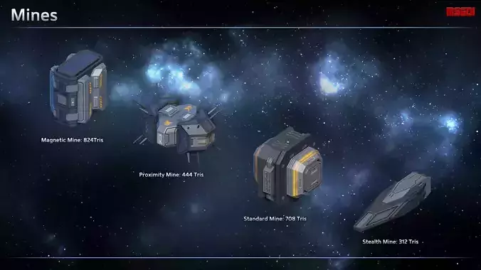 Space Mines Low-poly 3D model