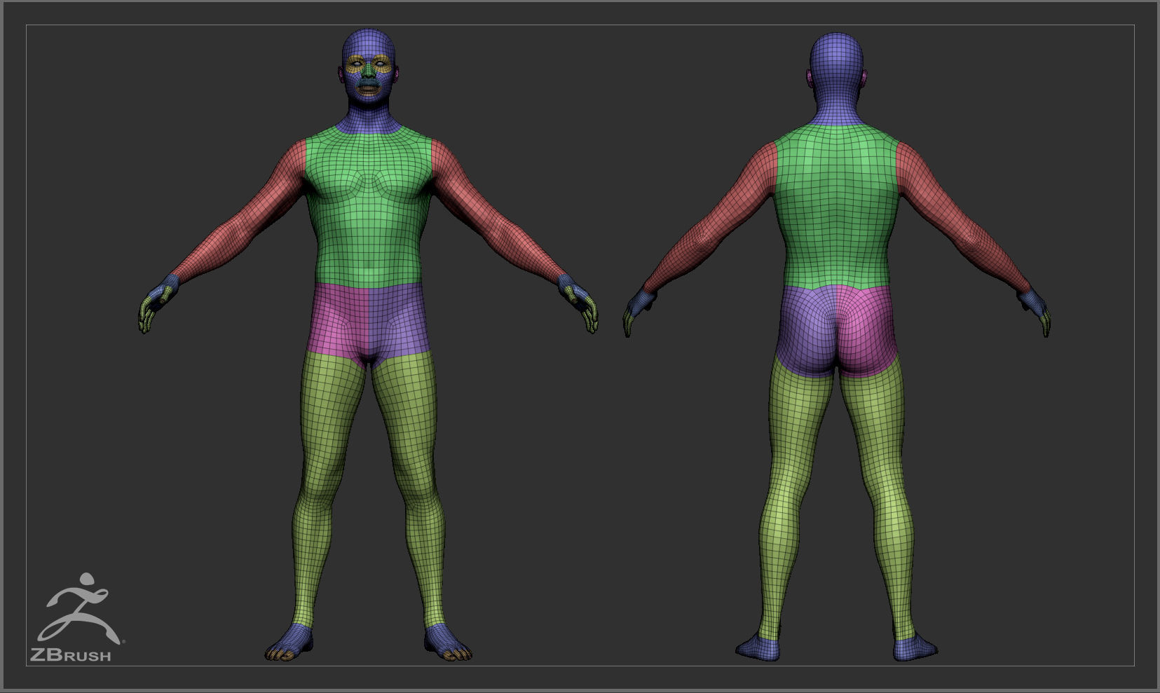 Average Asian Male Body Basemesh 3D model_9