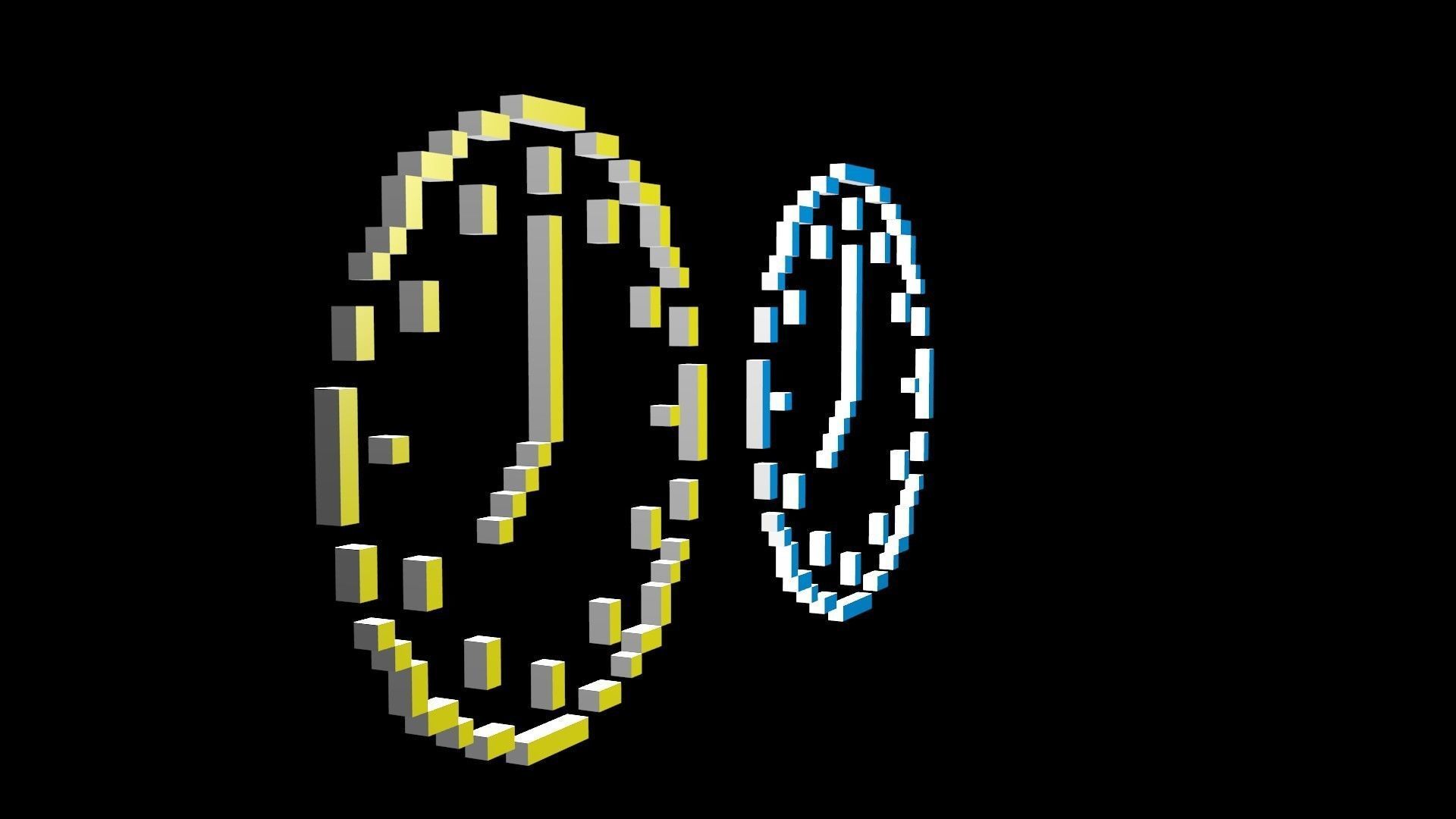 Clock symbols voxel Low-poly 3D model_5