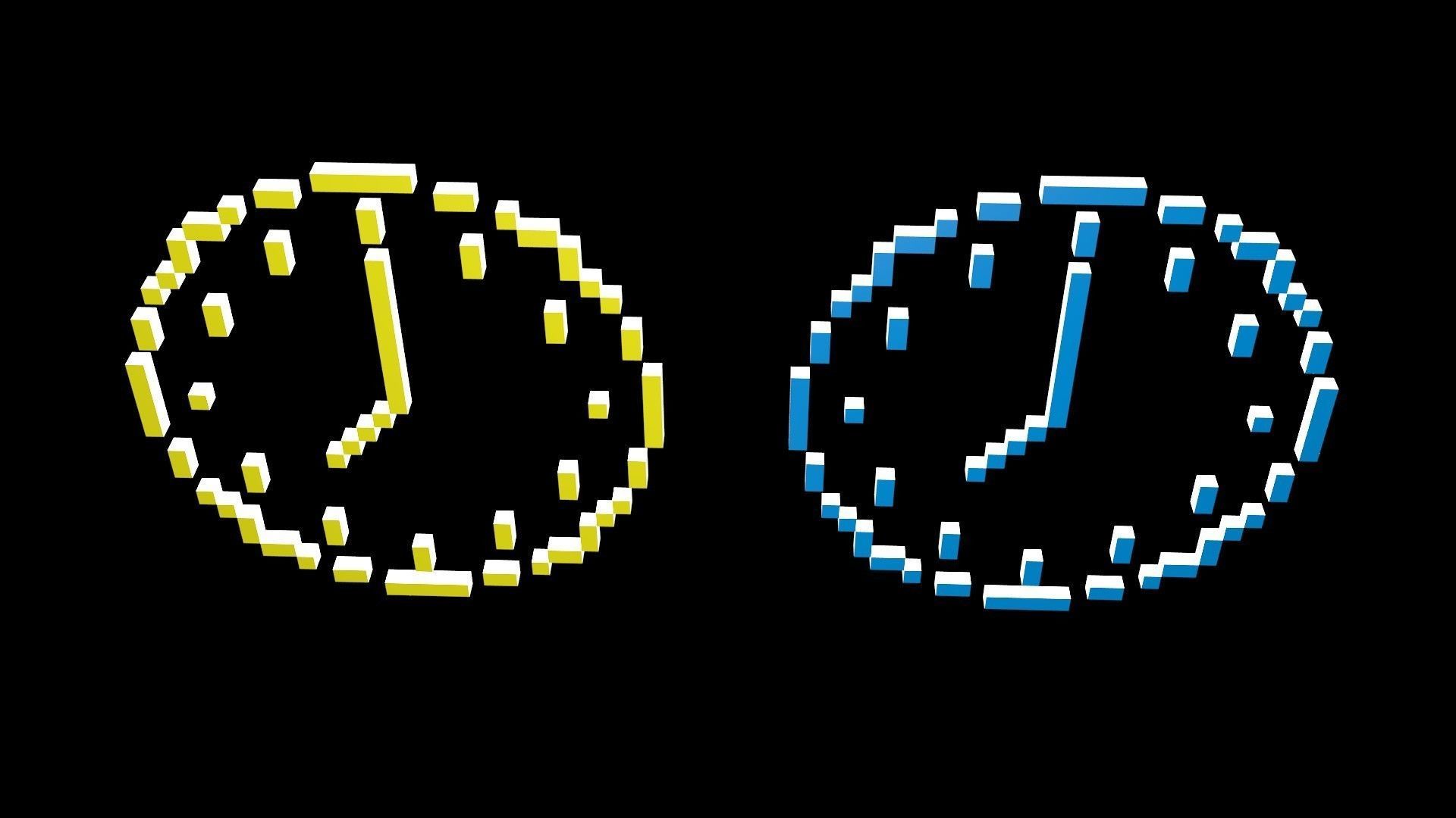 Clock symbols voxel Low-poly 3D model_4