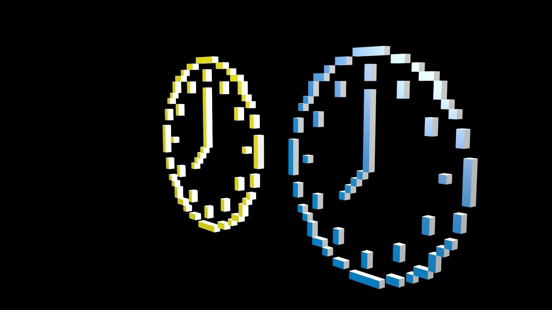 Clock symbols voxel Low-poly 3D model_6