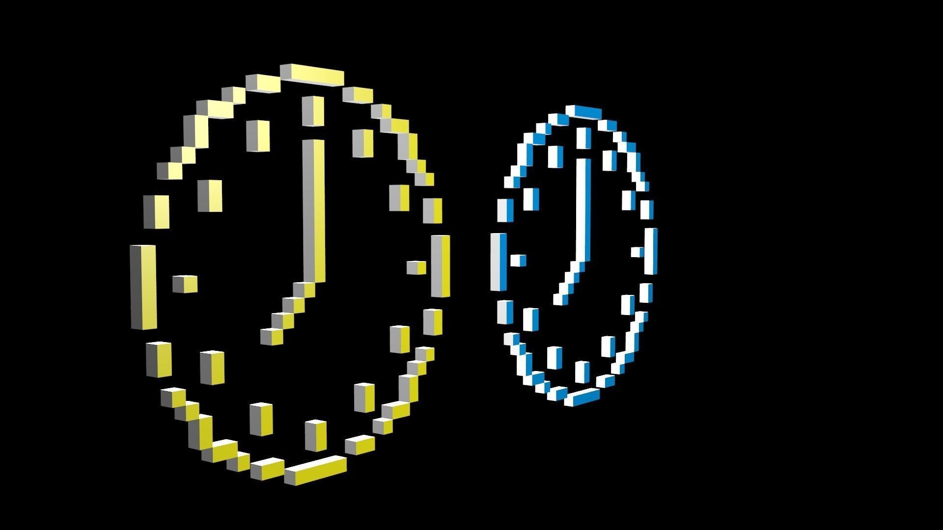 Clock symbols voxel Low-poly 3D model_3