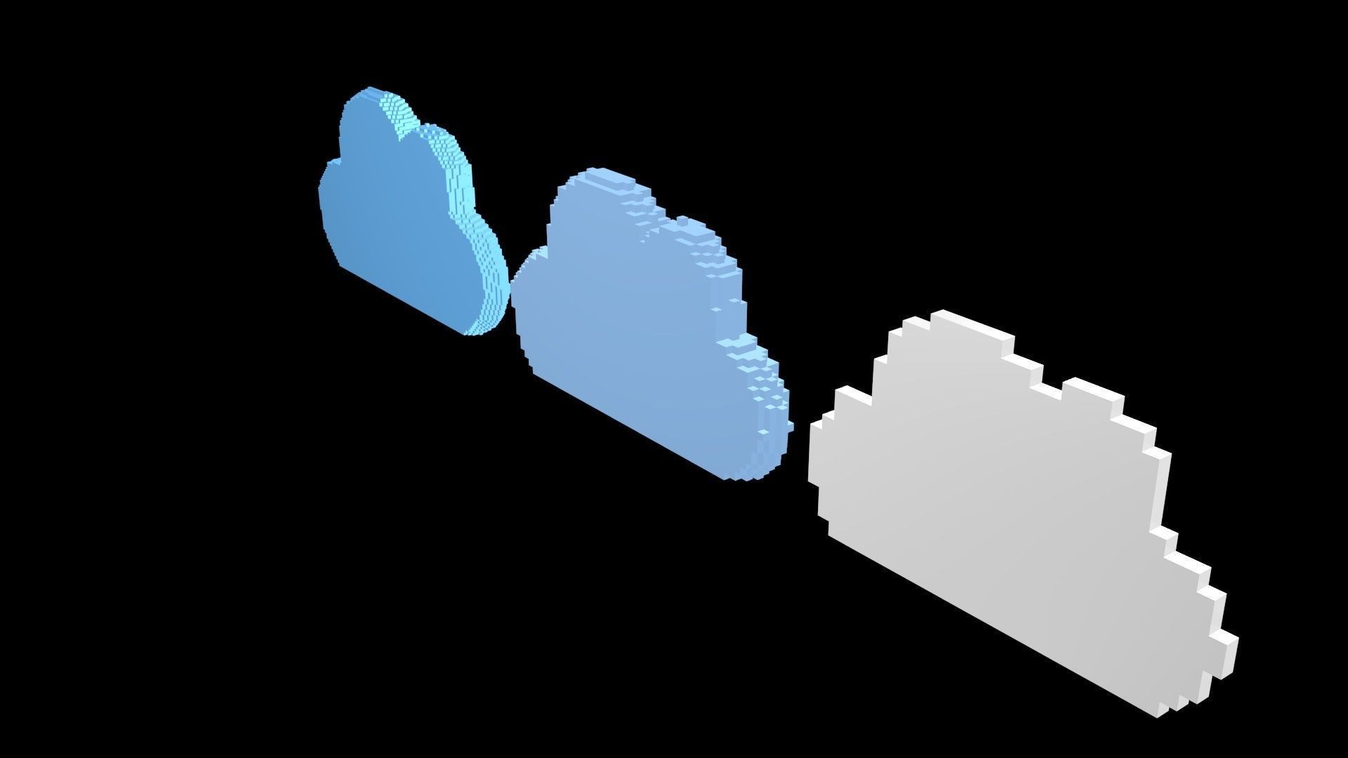 Cloud symbols voxel 3D model_2