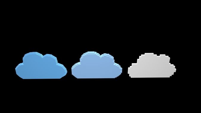 Cloud symbols voxel 3D model