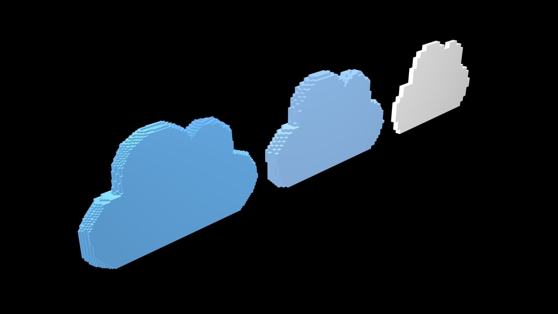Cloud symbols voxel 3D model_3