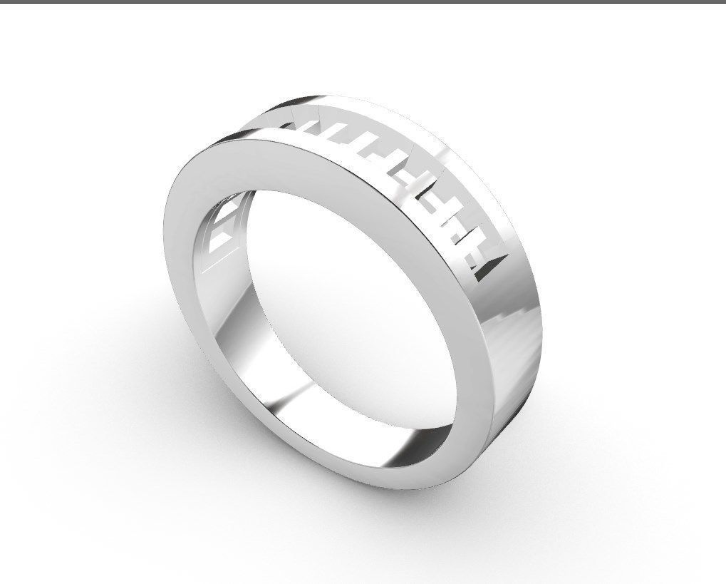 Baguette Ring  Band With Under Gallery  3D print model_9