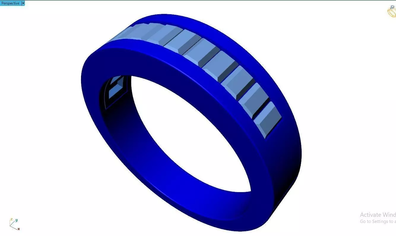 Baguette Ring  Band With Under Gallery  3D print model_0