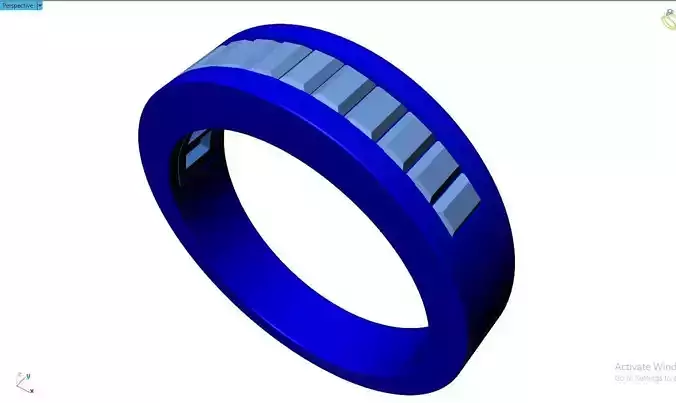 Baguette Ring  Band With Under Gallery  3D print model