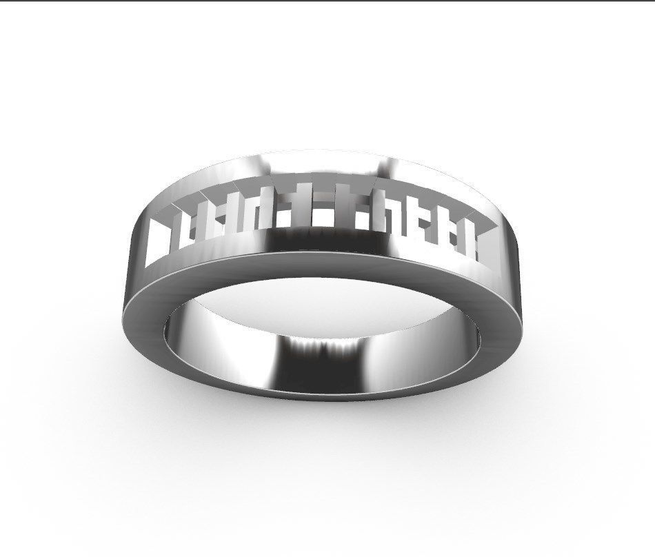 Baguette Ring  Band With Under Gallery  3D print model_14