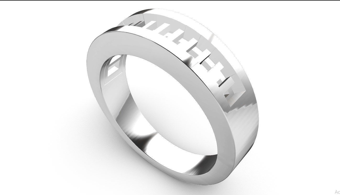 Baguette Ring  Band With Under Gallery  3D print model_15