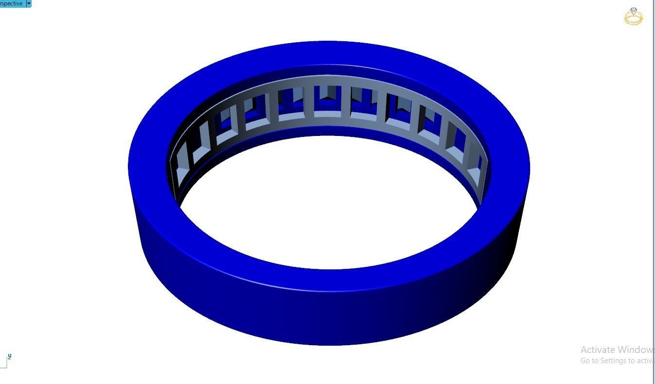Baguette Ring  Band With Under Gallery  3D print model_1