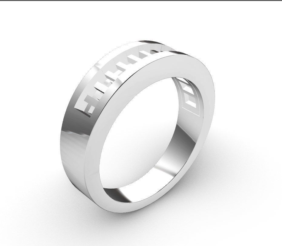 Baguette Ring  Band With Under Gallery  3D print model_10